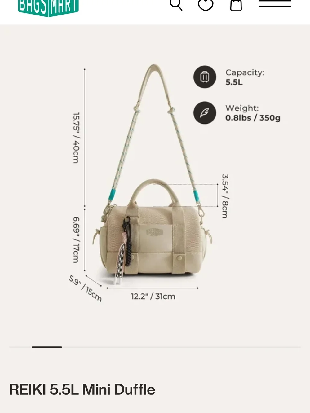 REIKI 5.5L Mini Duffle in Beige - Picture 3 of 6